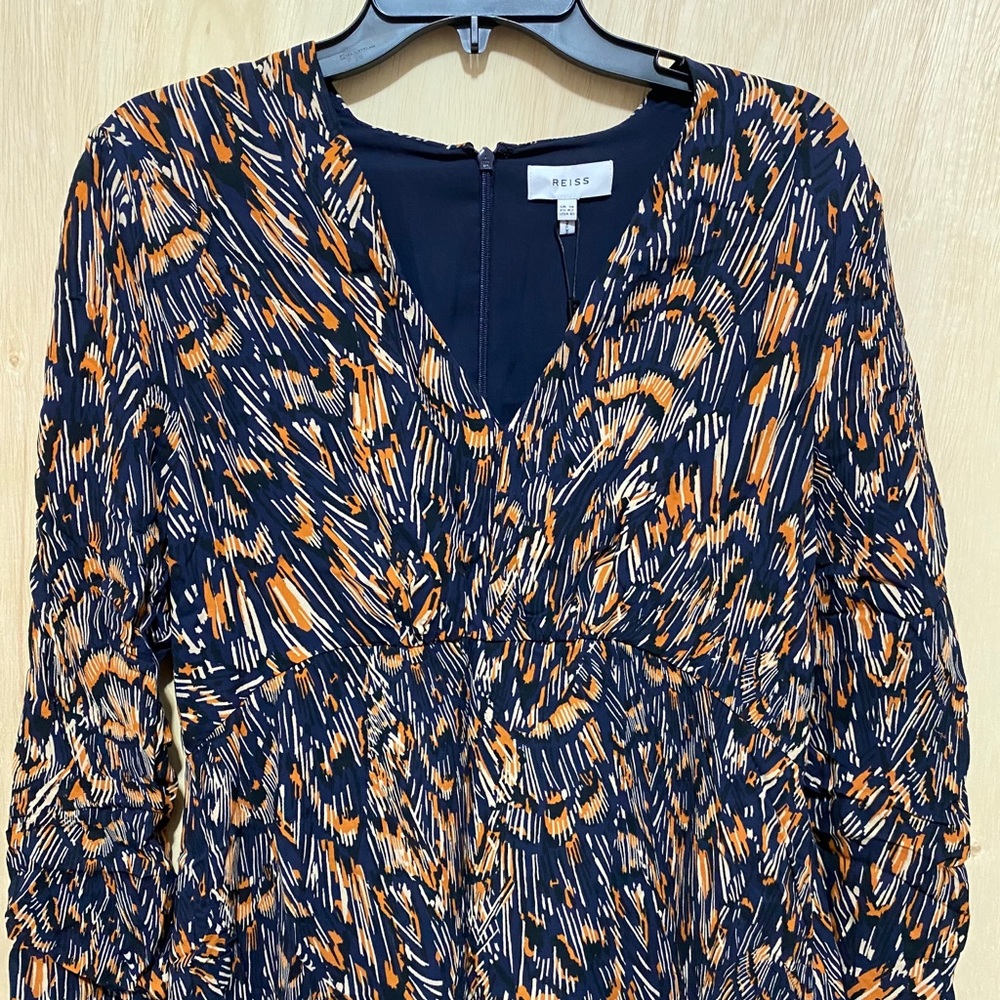 REISS Erin Abstract Feather Printed Midi Dress - Picture 3 of 8
